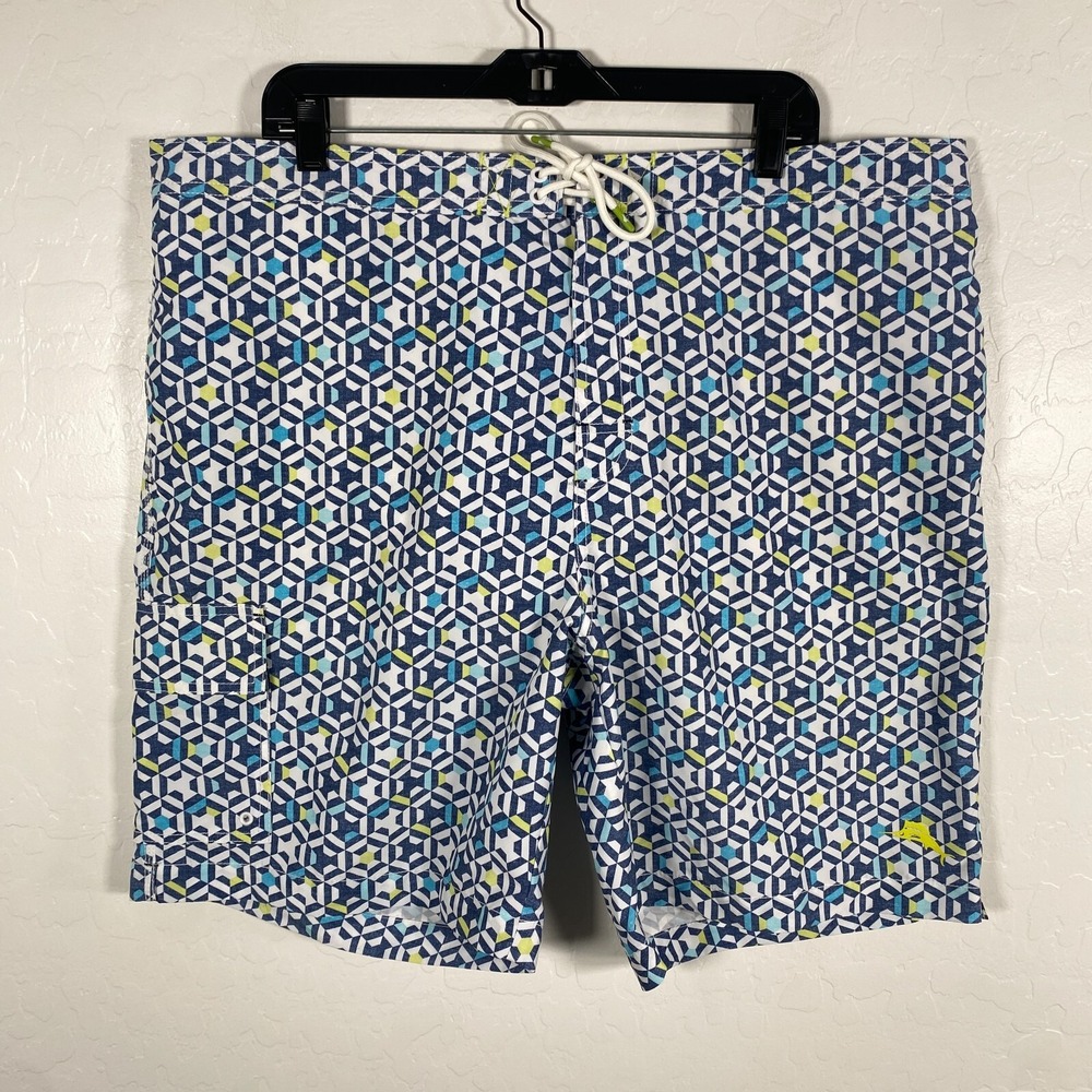 Tommy Bahama Swim Trunks Mens‎ 2XL Blue Lined Swimming Surfing Drawstring Hawaii